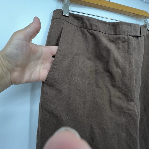 Annie Alexander Vintage Womens Linen Blend Wide Leg Crop Pants Sz 10 Brown Lined - Picture 5 of 15